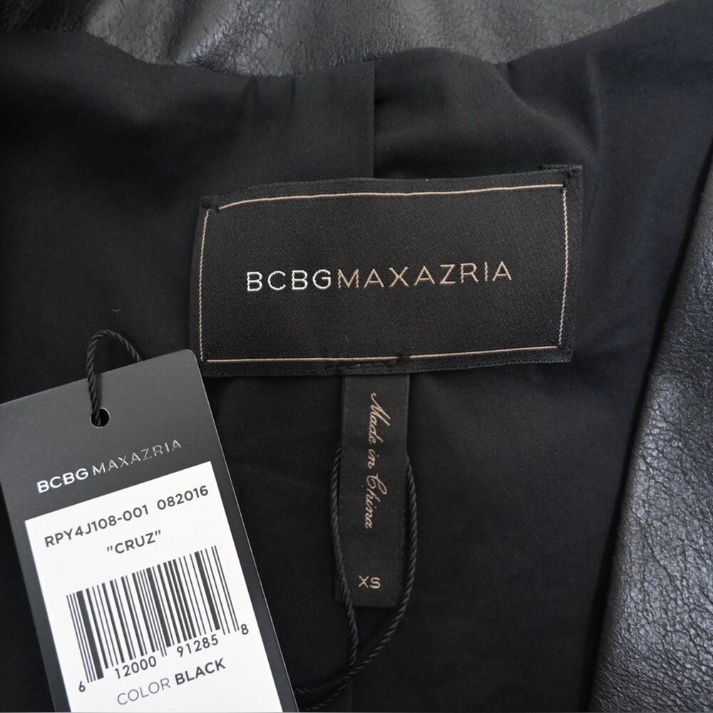 BCBGMAXAZRIA Womens XS Cruz Faux Leather Lined Blazer in Black NEW - Picture 10 of 13